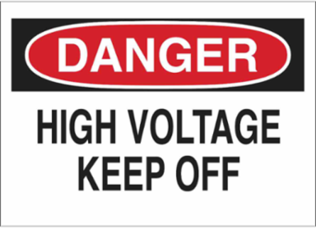 DANGER High Voltage Keep Off Sign, 10" H x 14" W x 0.006" D, Polyester