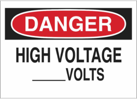 DANGER High Voltage _____Volts Sign, 7" H x 10" W x 0.006" D, Polyester