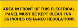 Electrical Safety Sign, 3.5 Inch H x 10 Inch W, Polyester, Black on Yellow