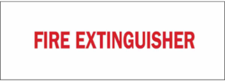 Fire Extinguisher Sign, 5" H x 14" W x 0.006" D, Red on White, Polyester