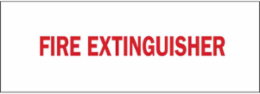 Fire Extinguisher Sign, 5" H x 14" W x 0.006" D, Red on White, Polyester