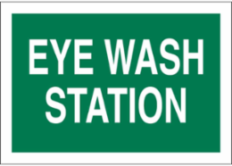 Eye Wash Station Sign, 10" H x 14" W x 0.006" D, Polyester, White on Green