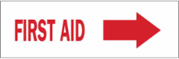 First Aid Sign, 5" H x 14" W x 0.006" D, Polyester