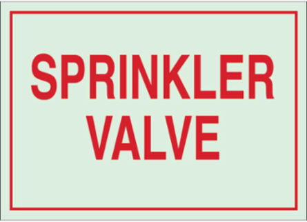 Sprinkler Valve Sign, 7" H x 10" W x 0.063" D, Red on Glow, Polystyrene
