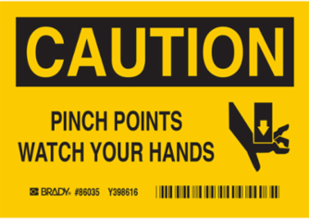 Pinch Points, 3.5" H x 5" Wx 0.006" D, Pack of 5 Labels