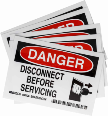 DANGER Disconnect Before Servicing (5/Package) Sign, 3.5" H x 5" W,