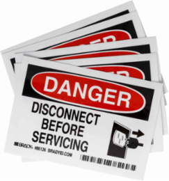 DANGER Disconnect Before Servicing (5/Package) Sign, 3.5" H x 5" W,