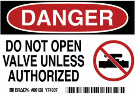 DANGER Do Not Open Unless Authorized (5/Package) Sign, 3.5" H x 5" W x 0.006" D, Polyester