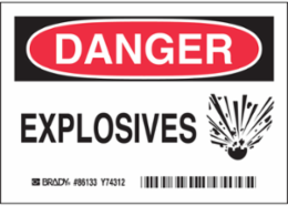 EXPLOSIVES, Pack of 5 Labels, Polyester