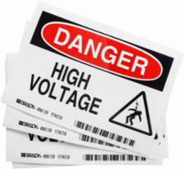 Danger High Voltage, 3.5" H x 5" W x 0.006" D, Polyester, (5/Package)