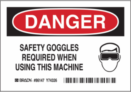 SAFETY GOGGLES, 3.5" H x 5" W x 0.006" D, Pack of 5 Labels