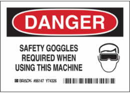 SAFETY GOGGLES, 3.5" H x 5" W x 0.006" D, Pack of 5 Labels