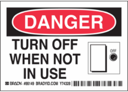 DANGER TURN OFF, Pack of 5 Labels, Polyester