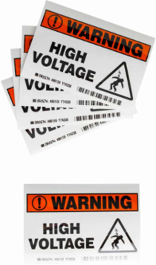 WARNING High Voltage (5/Package) Sign, 3.5" H x 5" W x 0.006" D, Polyester