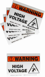 WARNING High Voltage (5/Package) Sign, 3.5" H x 5" W x 0.006" D, Polyester