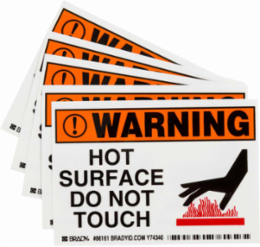 Warning Hot Surface Do Not Touch Package 4, 3.5" H x 5" W x 0.006" D, Polyester