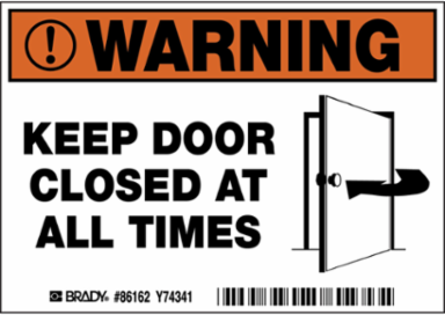 KEEP DOOR, 3.5" H x 5" W x 0.006" D, Pack of 5 Labels