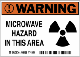 MICROWAVE HAZARD IN THIS AREA, 3.5" H x 5" W x 0.006" D, Pack of 5 Labels