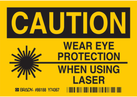 WEAR EYE PROTECTION WHEN USING LASER, Pack of 5 Labels