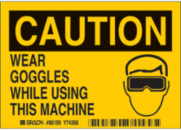 WEAR GOGGLES, 3.5" H x 5" W x 0.006" D, Pack of 5 Labels