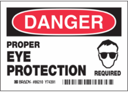 PROPER EYE PROTECTION Required, Pack of 5 Labels