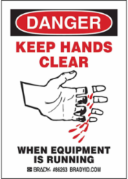 DANGER Keep Hands Clear Safety Sign 5 Inch x 3.5 Inch Polyester