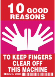 Mac Safety Label, 5 Inch H x 3.5 Inch W, Magenta/White on Red, Permanent Adhesive