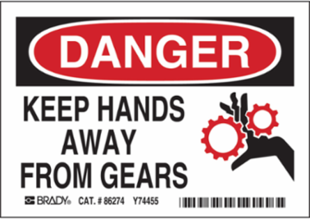 KEEP HANDS, 3.5" H x 5" W x 0.006" D, Pack of 5 Labels
