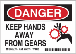 KEEP HANDS, 3.5" H x 5" W x 0.006" D, Pack of 5 Labels