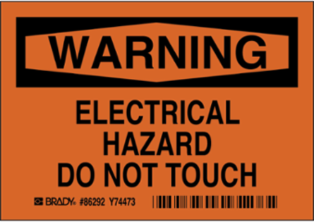ELECTRICAL HAZARD, 3.5" H x 5" W x 0.006" D, Pack of 5 Labels