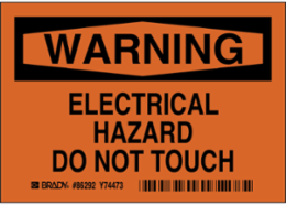 ELECTRICAL HAZARD, 3.5" H x 5" W x 0.006" D, Pack of 5 Labels