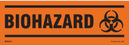 Biohazard Sign, Magnetic Vinyl, 3.5 Inch H x 10 Inch W, Black on Orange