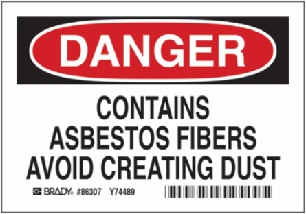 CONTAINS ASBESTOS FIBERS AVOID CREATING DUST, Pack of 5 Labels, Polyester