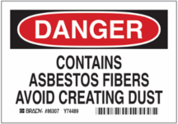 CONTAINS ASBESTOS FIBERS AVOID CREATING DUST, Pack of 5 Labels, Polyester