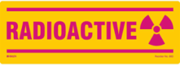 RADIOACTIVE, 3.5" H x 10" W, Pink on Yellow, Pack of 100 Labels
