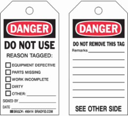 Danger Tag 5.75 Inch H x 3 Inch W, Write-On Matte Polyester, Chemical Resistant