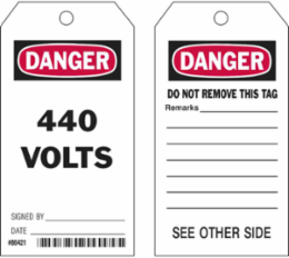 Danger Tags 5.75 Inch x 3 Inch, Pack of 10, Write-On Polyester, Abrasion & Chemical Resistant