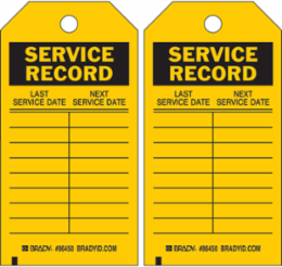 Inspection & Material Control Tags: SERVICE RECORD: LAST SERVICE DATE, NEXT SERVICE DATE, 5.75" H x 3" W