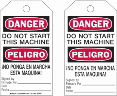 Danger/Prohibited Activity Tag, 7 in x 4 in, Durable Polyester, Write-On, Grit Resistant