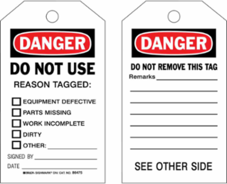 DANGER Equipment Status Tag, 7 Inch x 4 Inch, Write-On, Chemical-Resistant