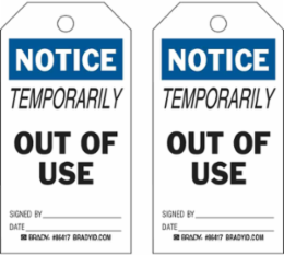 Accident Prevention Tag - NOTICE, 7 Inch x 4 Inch, Durable Polyester, Write-On Area