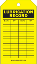 Inspection & Material Control Tags - DATE: BY: DATE: BY:, 7" H x 4" W, Black on Yellow