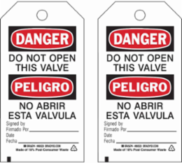DANGER/PELIGRO Tag, 5.75 Inch x 3 Inch, Heavy Duty Polyester, 2-Sided