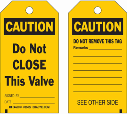CAUTION Tag 5.75 Inch H x 3 Inch W Heavy Duty Polyester, Abrasion & Chemical Resistant