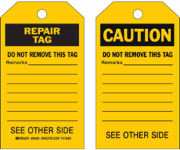 Economy Polyester Repair Tag, 5.75 Inch H x 3 Inch W, Abrasion & Chemical Resistant