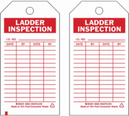 Inspection & Material Control Tags, LADDER INSPECTION I.D. NO.: DATE: BY: DATE: BY:, 5.75" H x 3" W