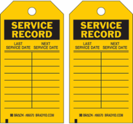 Inspection & Material Control Tags: SERVICE RECORD: LAST SERVICE DATE: NEXT SERVICE DATE:, 5.75" H x 3" W, Polyester