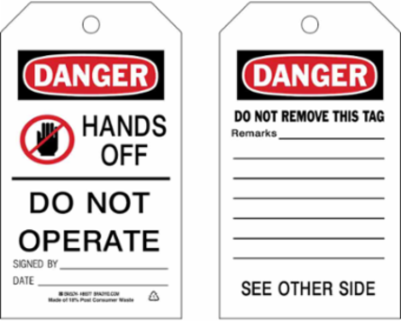 DANGER Tag 7 Inch x 4 Inch Heavy Duty Polyester with Brass Grommets, Outdoor Use