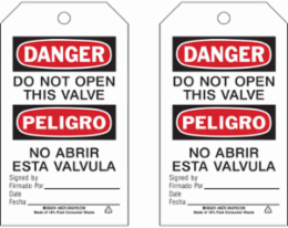 DANGER/PELIGRO Accident Prevention Tag 7 Inch x 4 Inch Heavy Duty Polyester