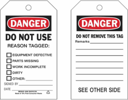 Economy Polyester Accident Prevention Tag, 7 Inch H x 4 Inch W, Abrasion & Chemical Resistant